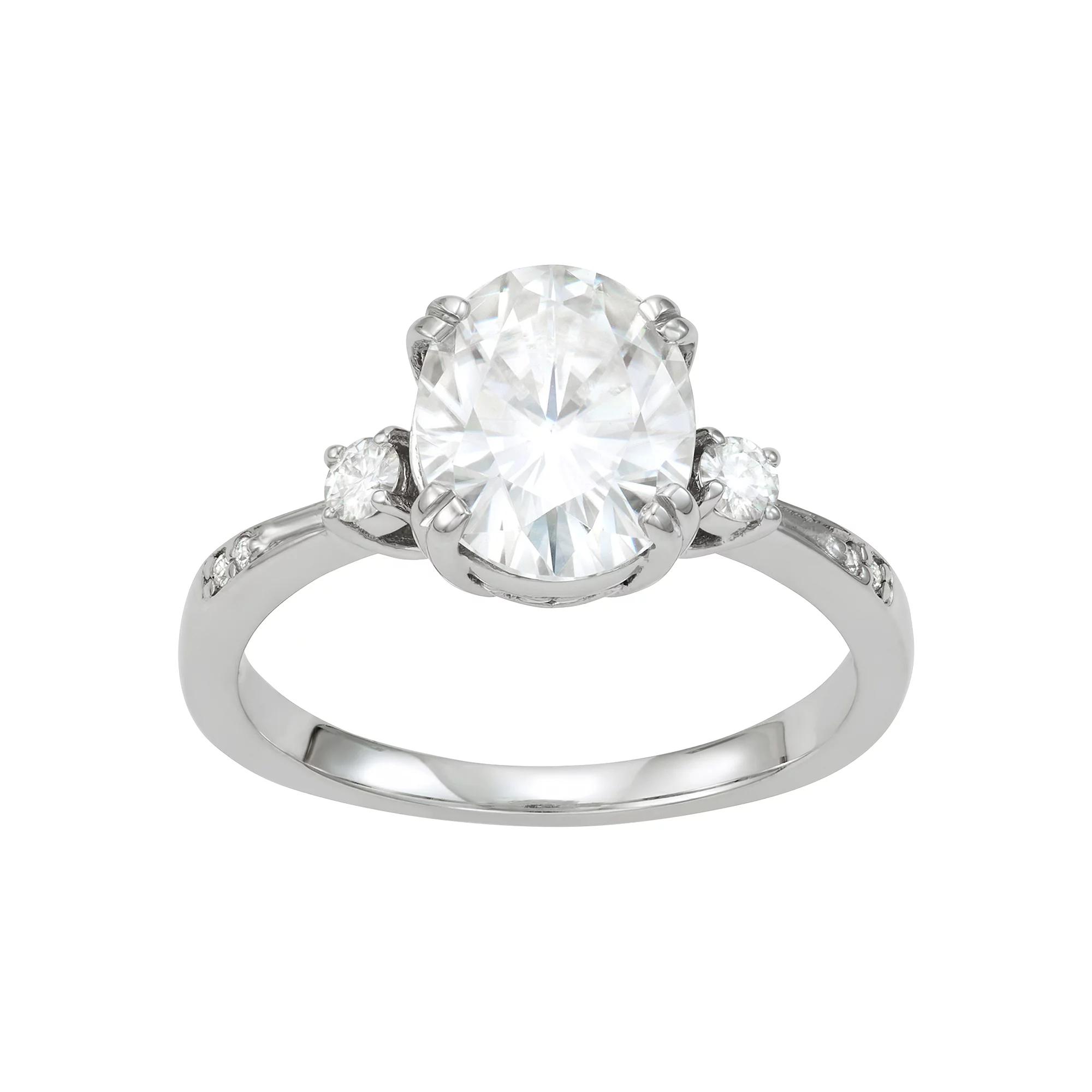 Charles & Colvard 14k White Gold 3 1/8 Carat T.W. Lab-Created Moissanite Oval Engagement Ring, Women's, Size: 5 Product Image