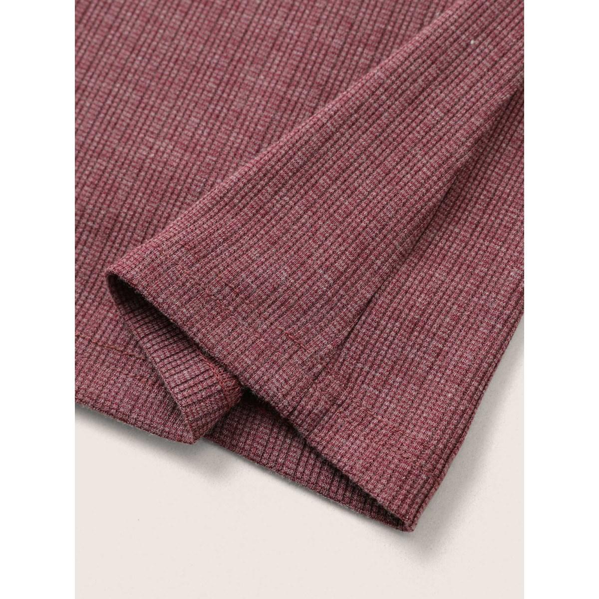 Plus Size Floral Patchwork Textured Raglan Sleeve Stitch T-shirt Russet Women Resort Texture Natural Flowers Round Neck Vacation T-shirts BloomChic 26/4X Product Image