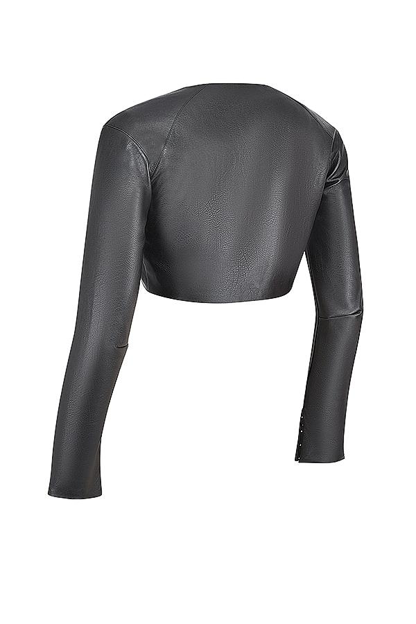 Ione  black vegan leather cropped top Product Image