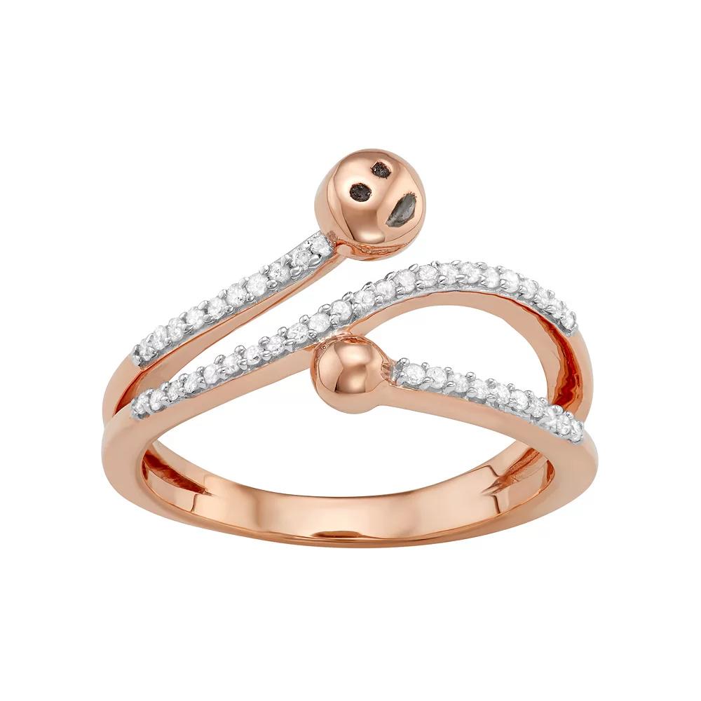 Jewelexcess Sterling Silver 1/5 Carat T.W. Diamond Bypass Smiley Face Ring, Women's, Size: 6, Rose Gold Tone Product Image