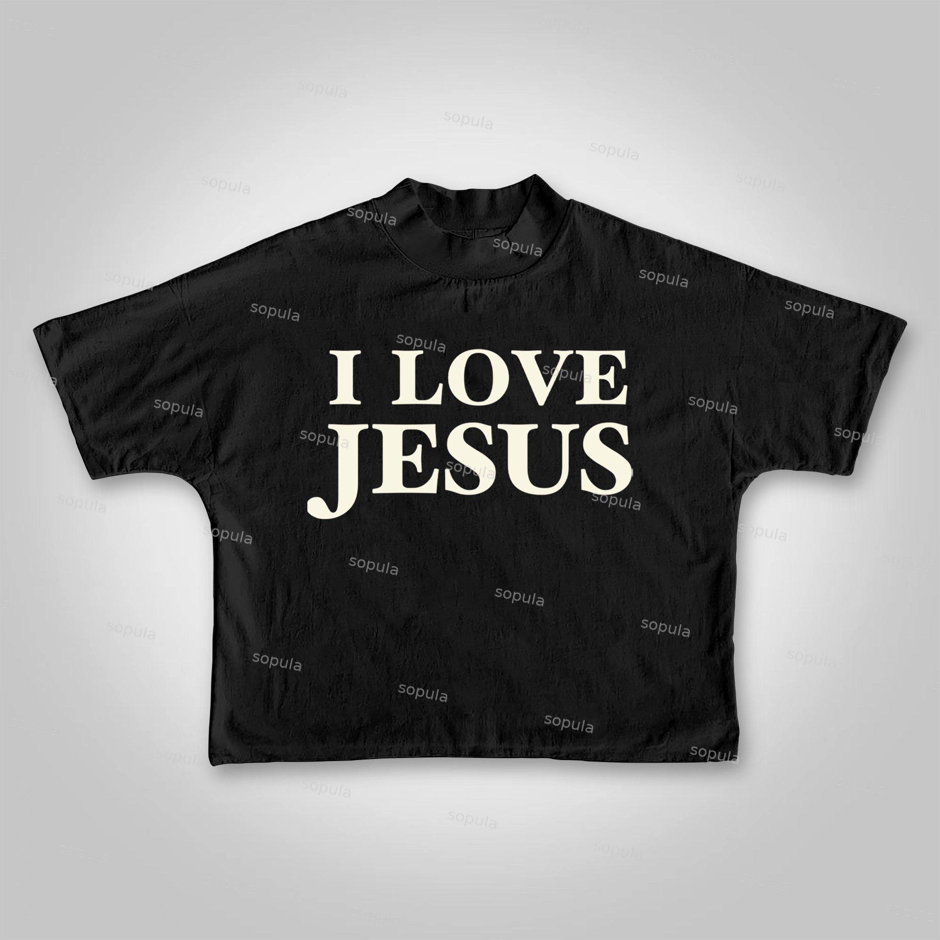 Sopula I Love Jesus. Jesus Loves The World Graphics Cropped T-shirts Product Image