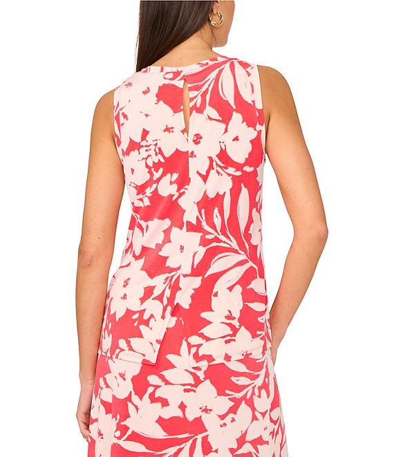 Vince Camuto Floral Print Round Neck Sleeveless Tank Product Image