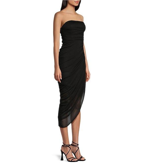 Honey and Rosie Strapless Shirred Midi Dress Product Image