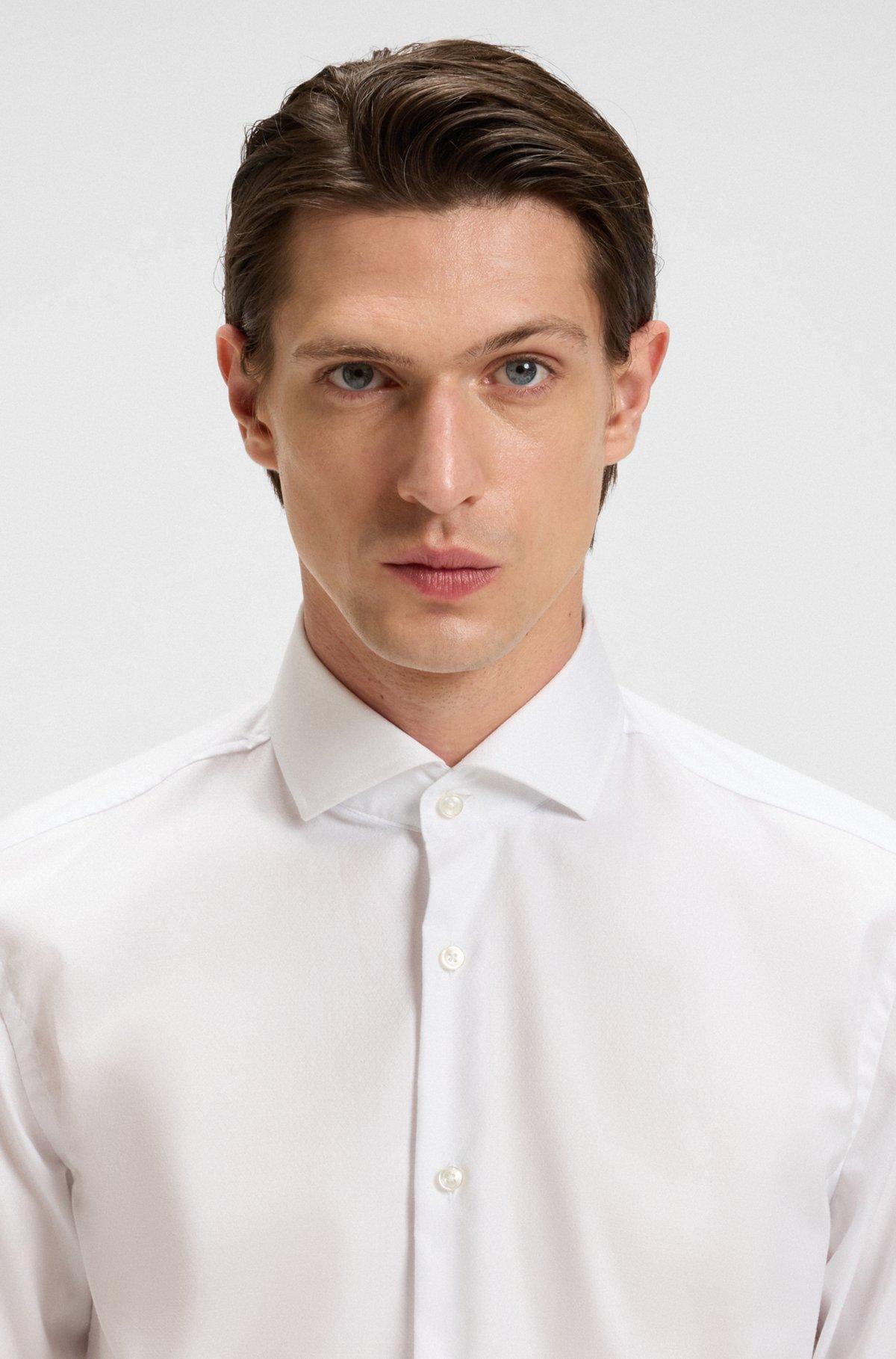 Slim-fit shirt in structured cotton Product Image