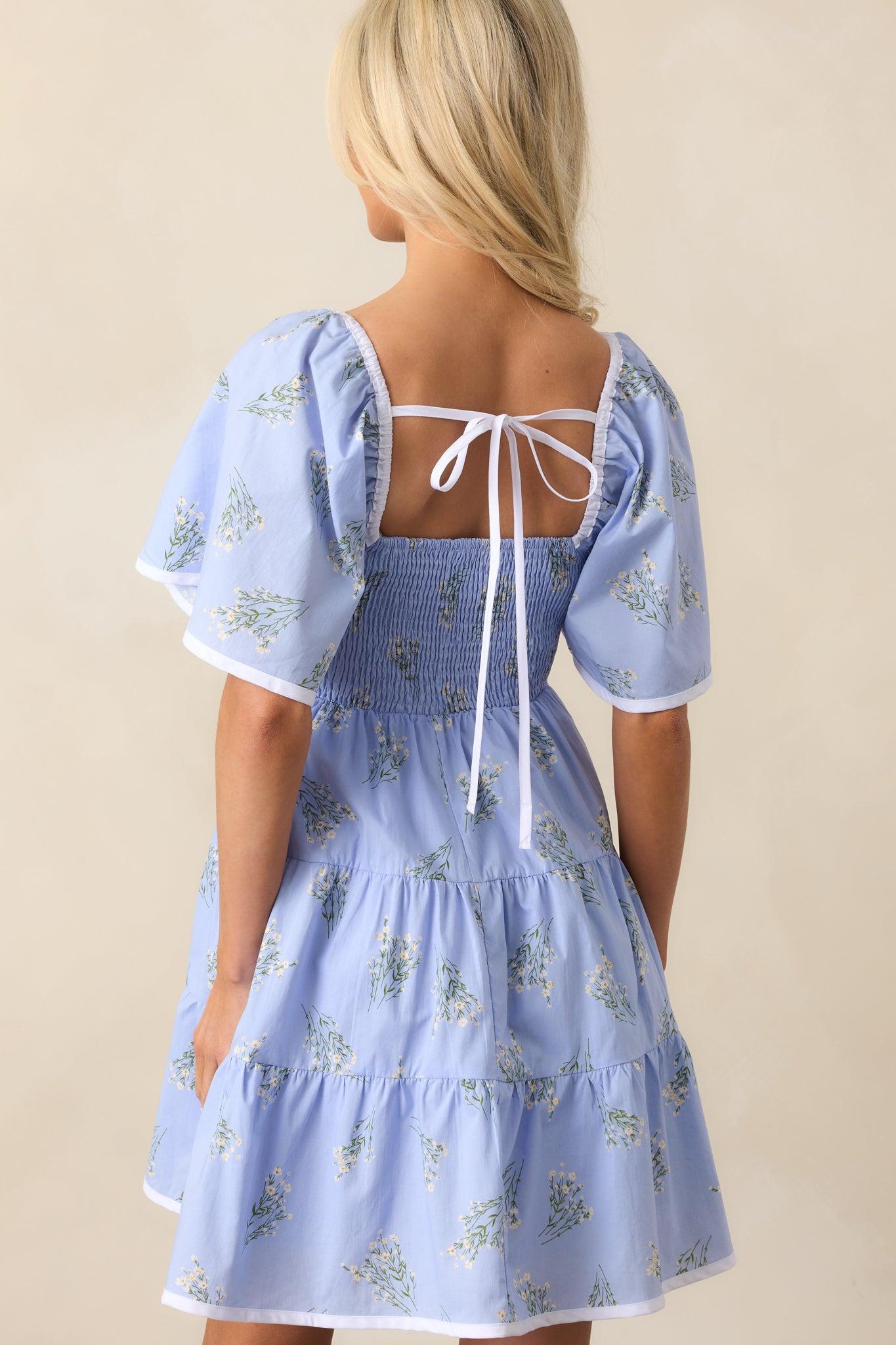 Dream Come True Periwinkle Floral Cotton Mini Dress Product Image