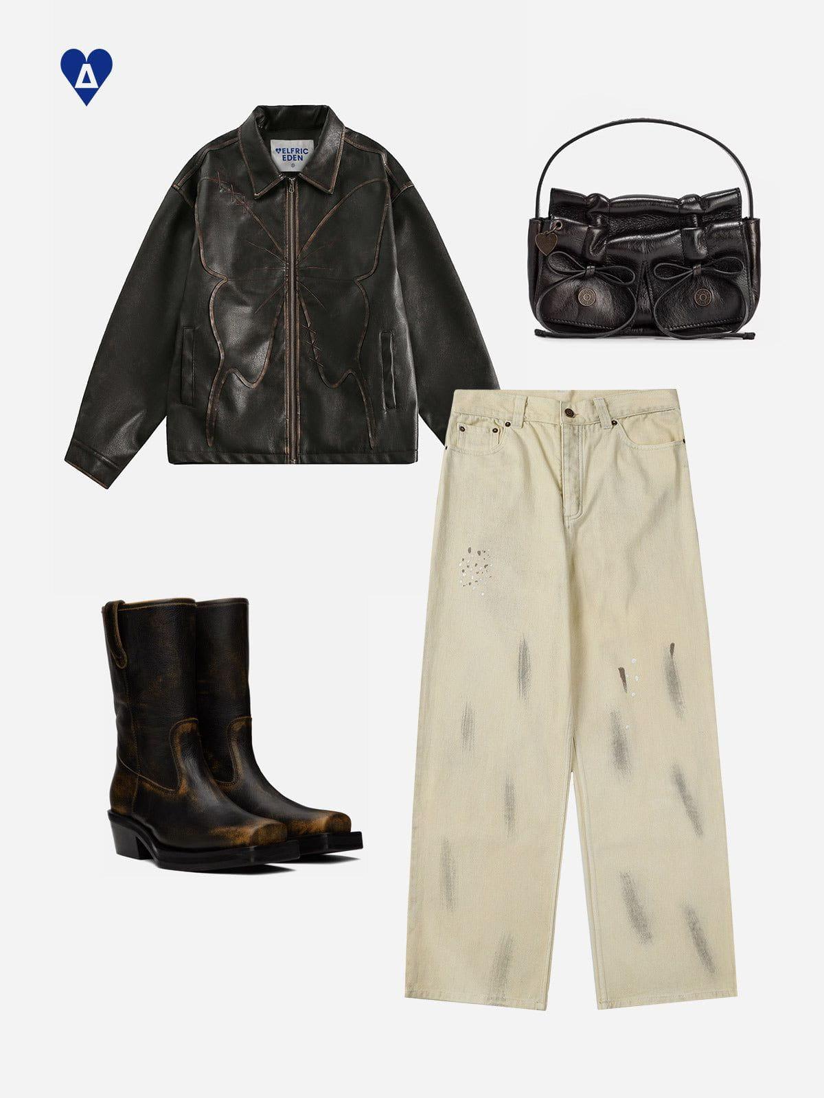 Aelfric Eden Butterfly Faux Leather Jacket Product Image