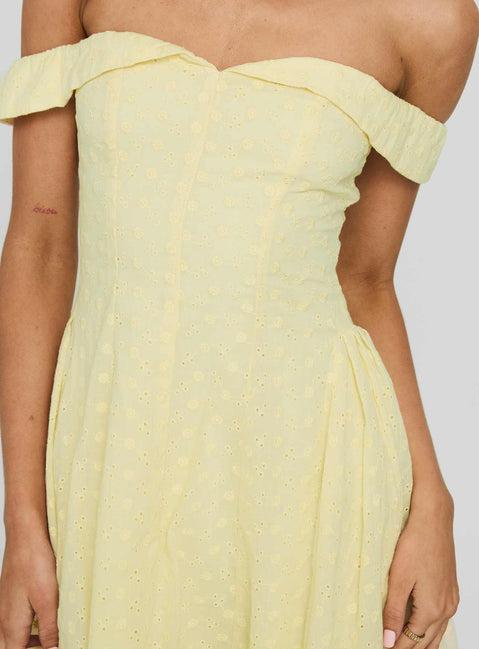Rosebud Off The Shoulder Mini Dress Lemon Product Image