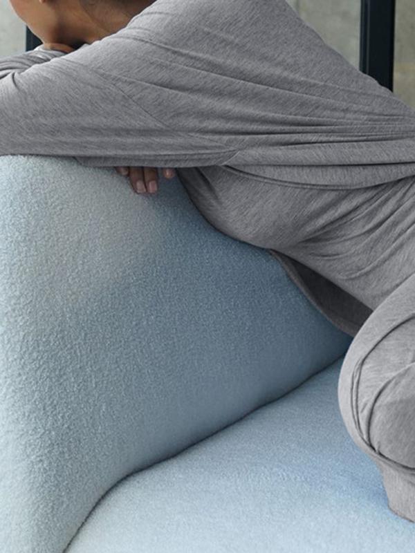 Long Sleeves Solid Color Round-Neck Inner Dress + Bodycon Outerwear Two Pieces Set Product Image