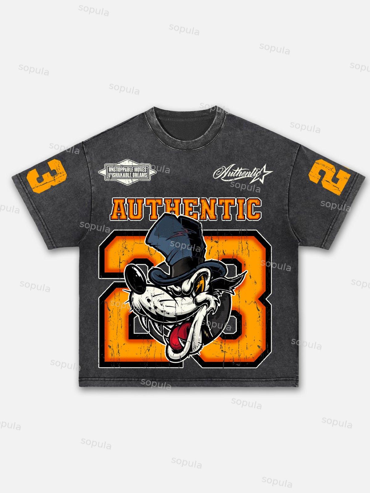 Y2k Streetwear No.23 Hip Hop Gothic Graphic Acid Wash T-shirt Product Image