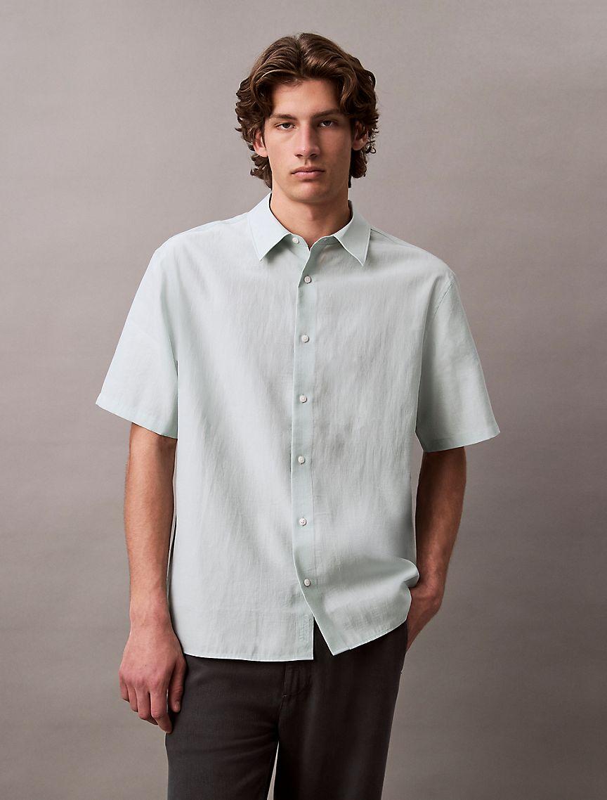 Lyocell Blend Relaxed Button-Down Shirt Product Image