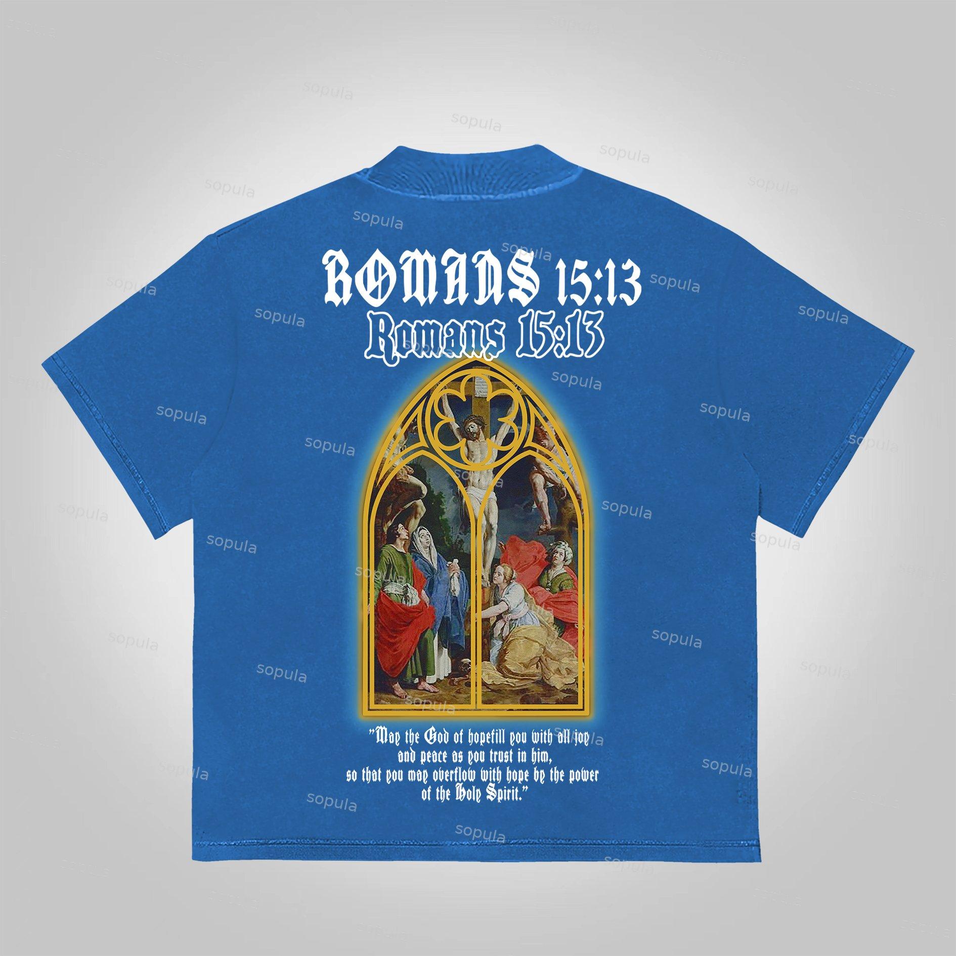 Sopula Vintage Jesus Portrait Graphic Bible Print Cotton T-Shirt Product Image