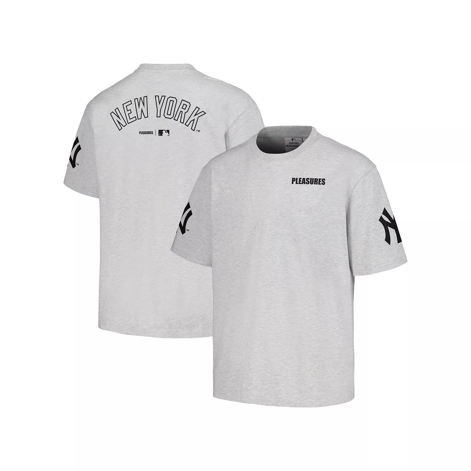 Mens PLEASURES Gray New York Yankees Team T-Shirt Product Image