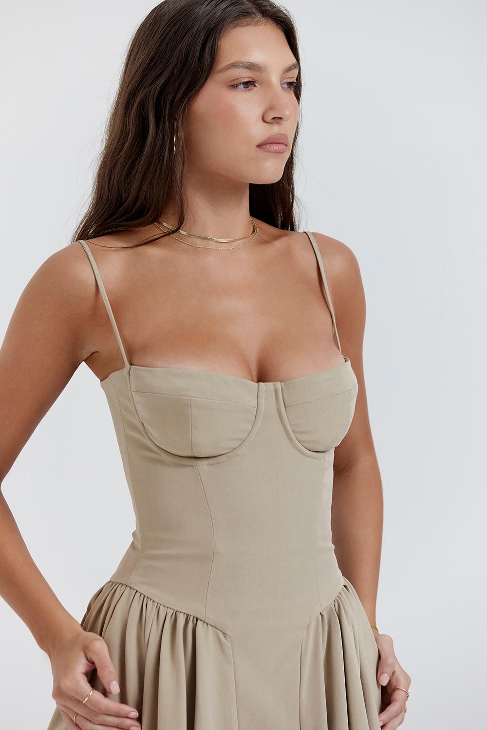 Samaria  taupe corset sundress Product Image