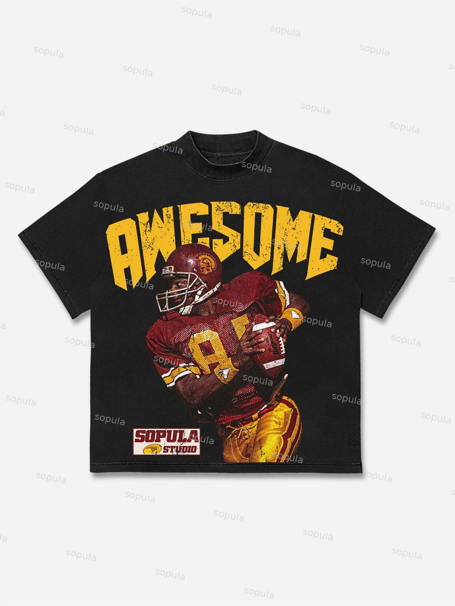 Sopula Awesome Rugby Player Graphic Print Cotton T-shirt Product Image
