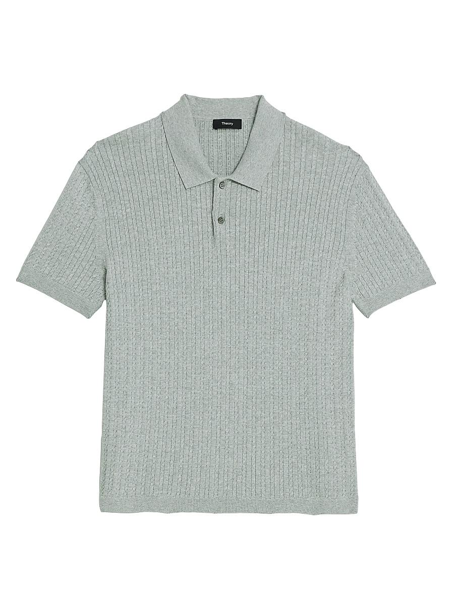 Mens Cable-Knit Polo Shirt Product Image