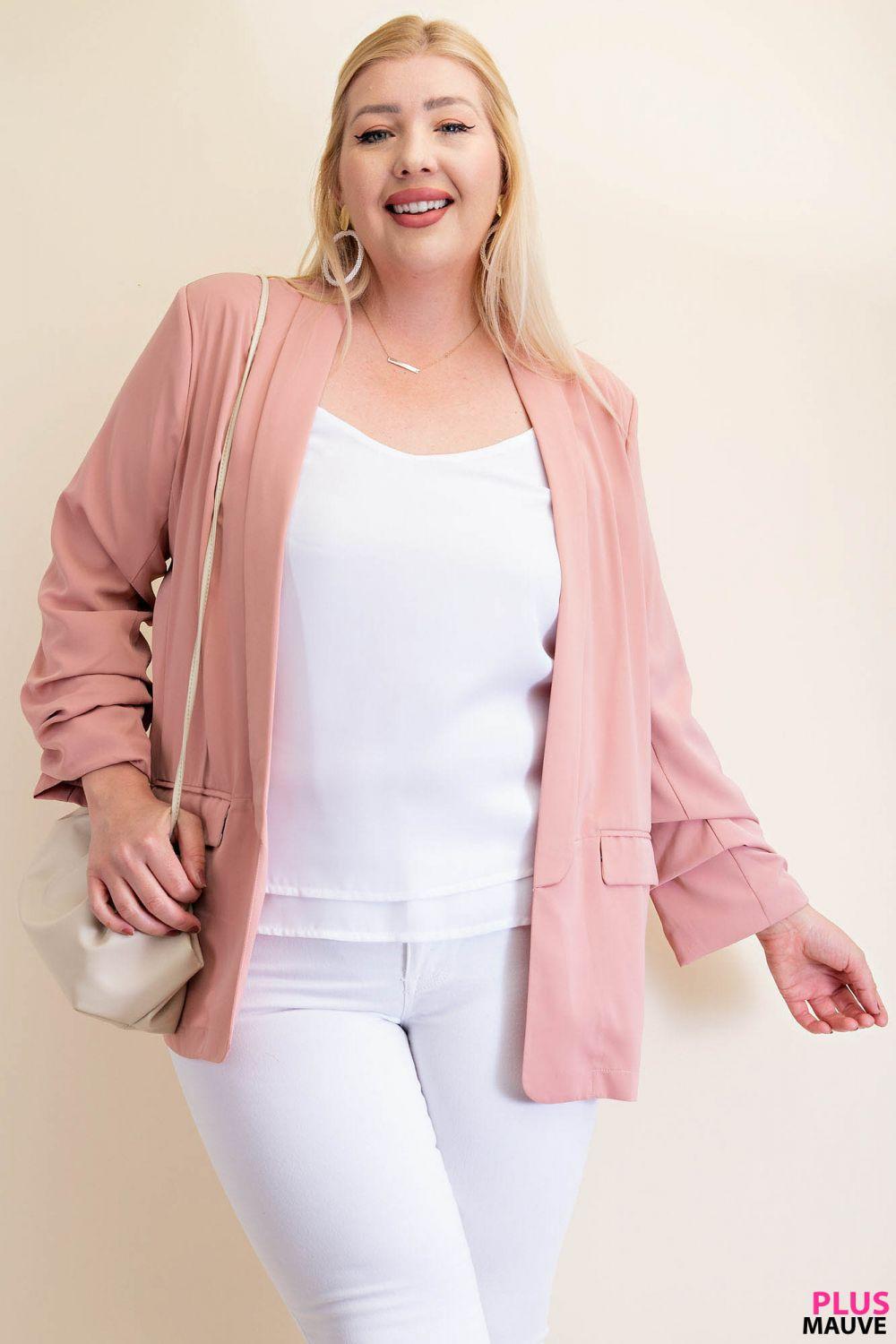 5524   Traci Ruched Sleeve Lined Blazer - Reg & Plus! Product Image