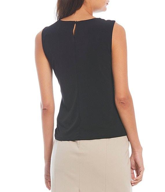 Calvin Klein Solid Pleated Crew Neck Knit Tank Top Product Image