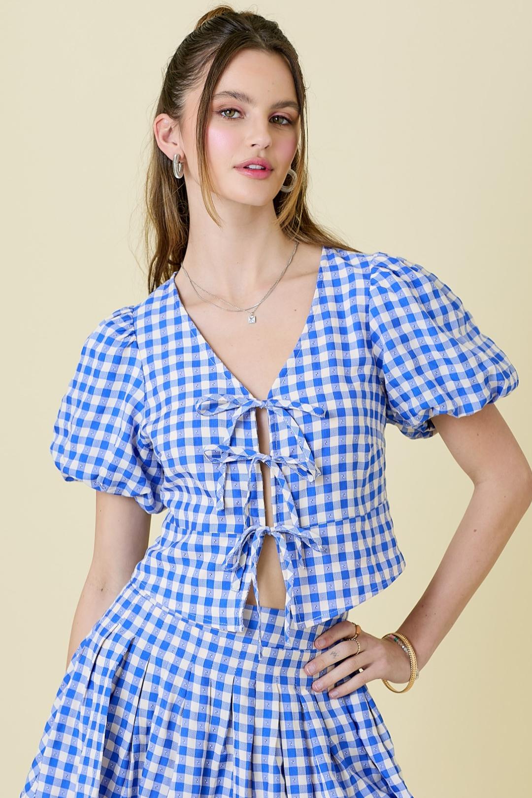 Gingham Bow Top Product Image