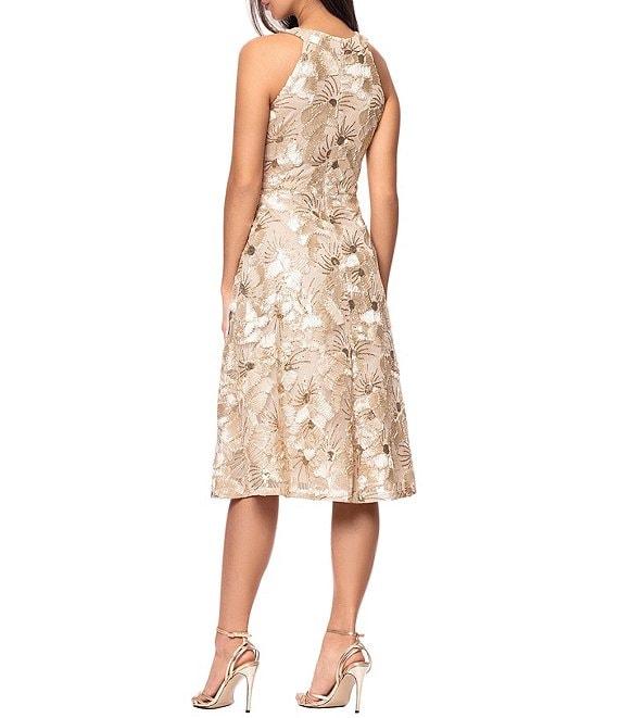 Betsy & Adam Knee Length Halter Soutache Dress Product Image