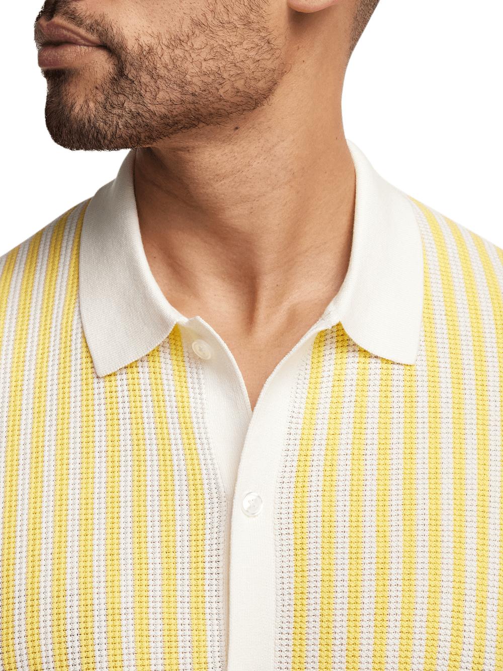 Cotton Button Front Polo - Yellow Product Image