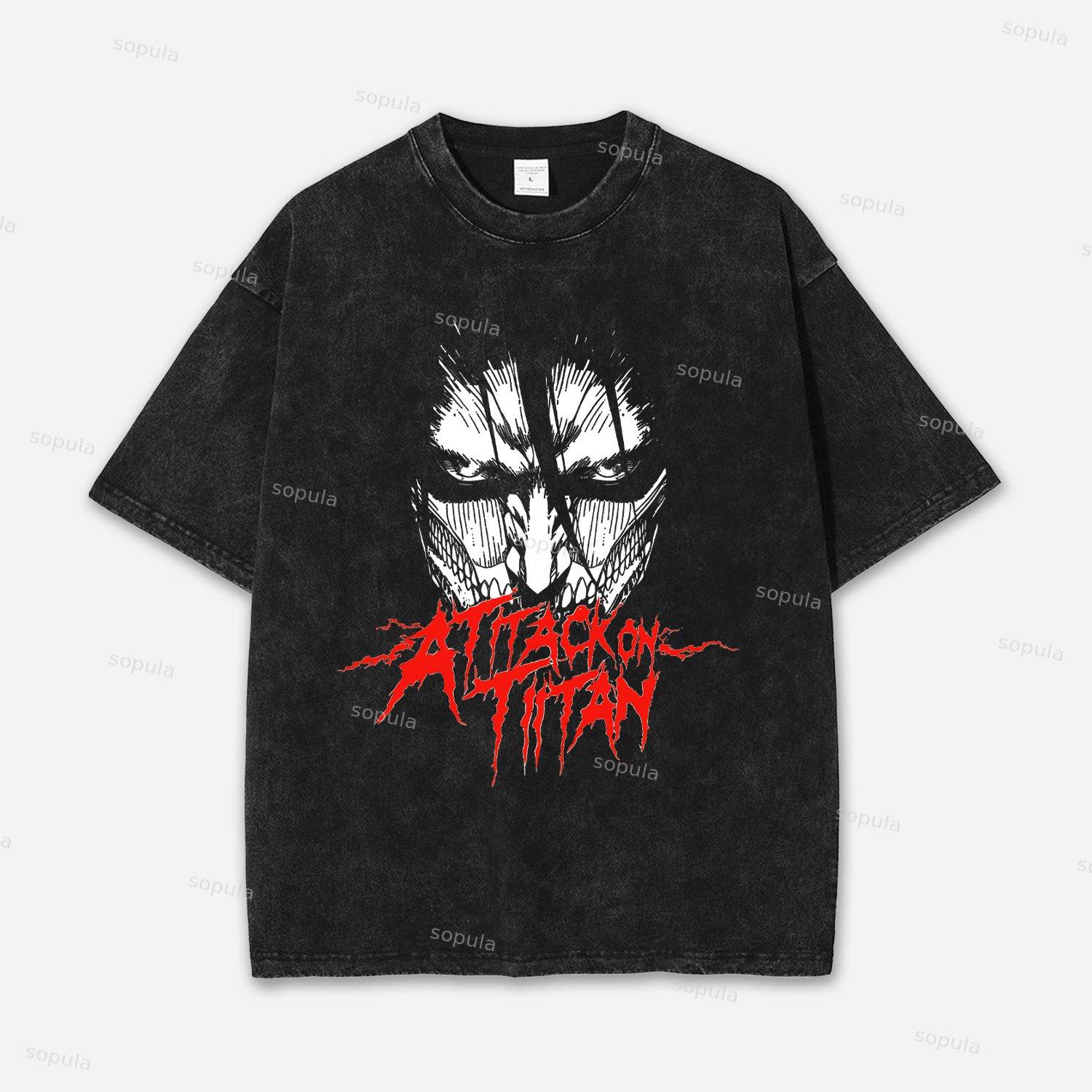Titan The Gaze Of The Giant Acid Washed T-shirt Product Image