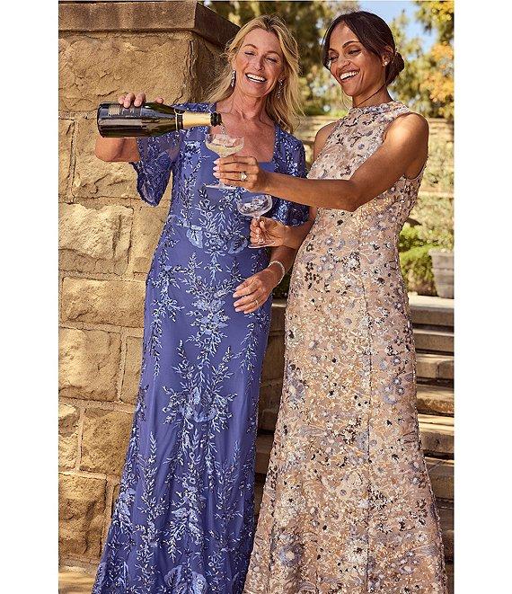 Alex Evenings Crew Neck Sleeveless Floral Sequin Sheath Dress Product Image