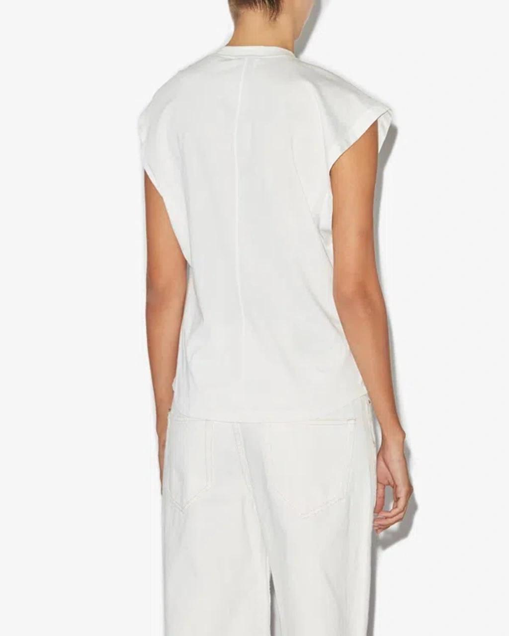 ISABEL MARANT Cap Sleeves Knot-detail Cotton Top In White Product Image