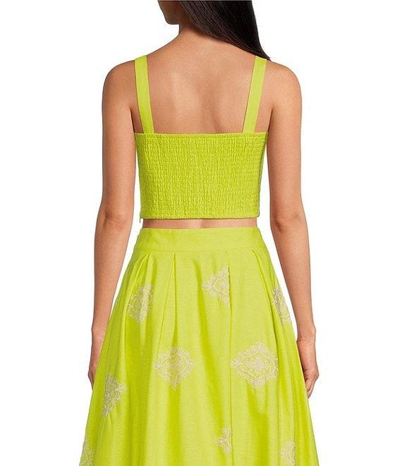 A Loves A Woven Embroidered Sleeveless Tank Strap Sweetheart Neckline Cropped Coordinating Bralette Top Product Image