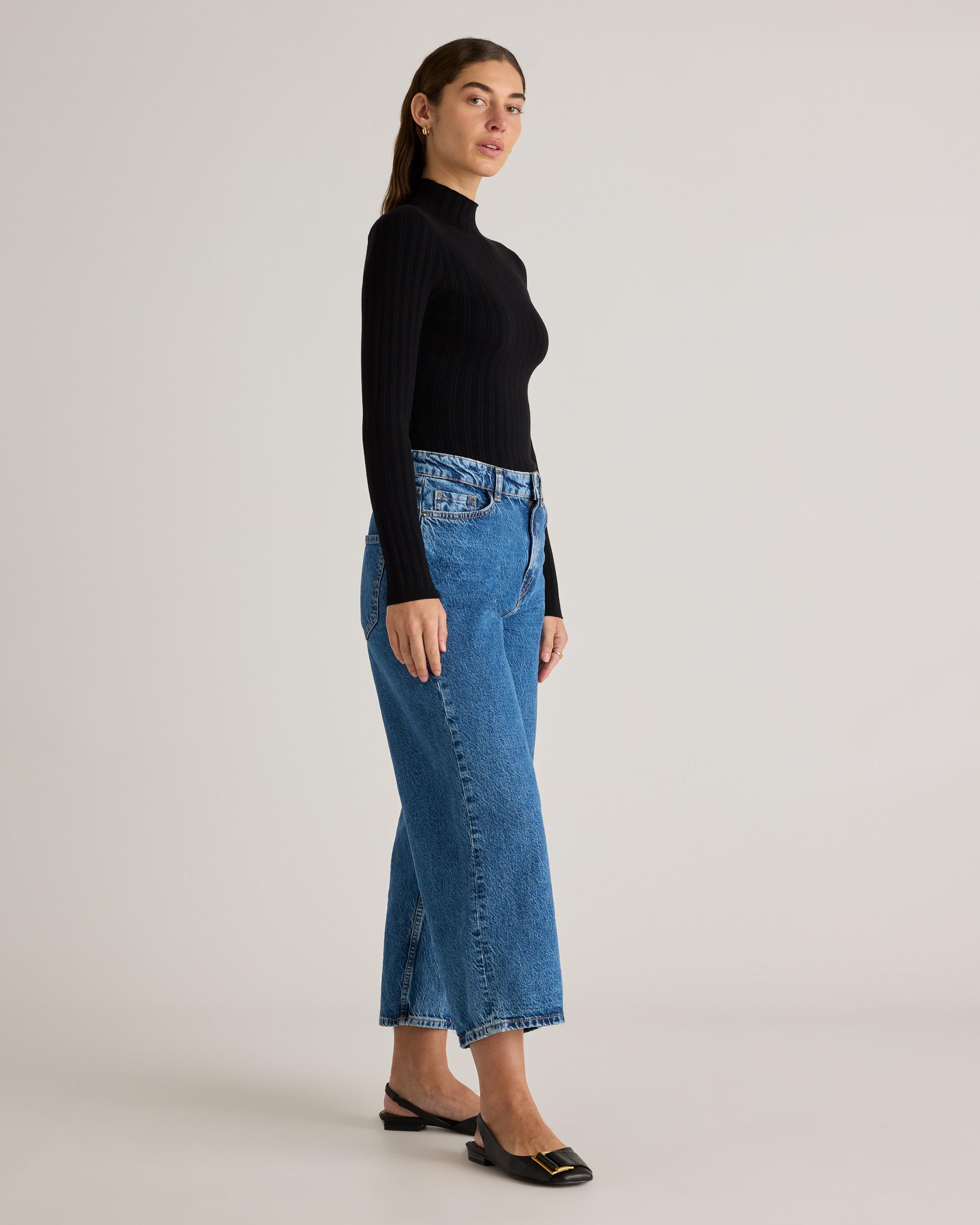 Quince | Women's Cotton Cashmere Ribbed Turtleneck Bodysuit Organic Cotton Product Image