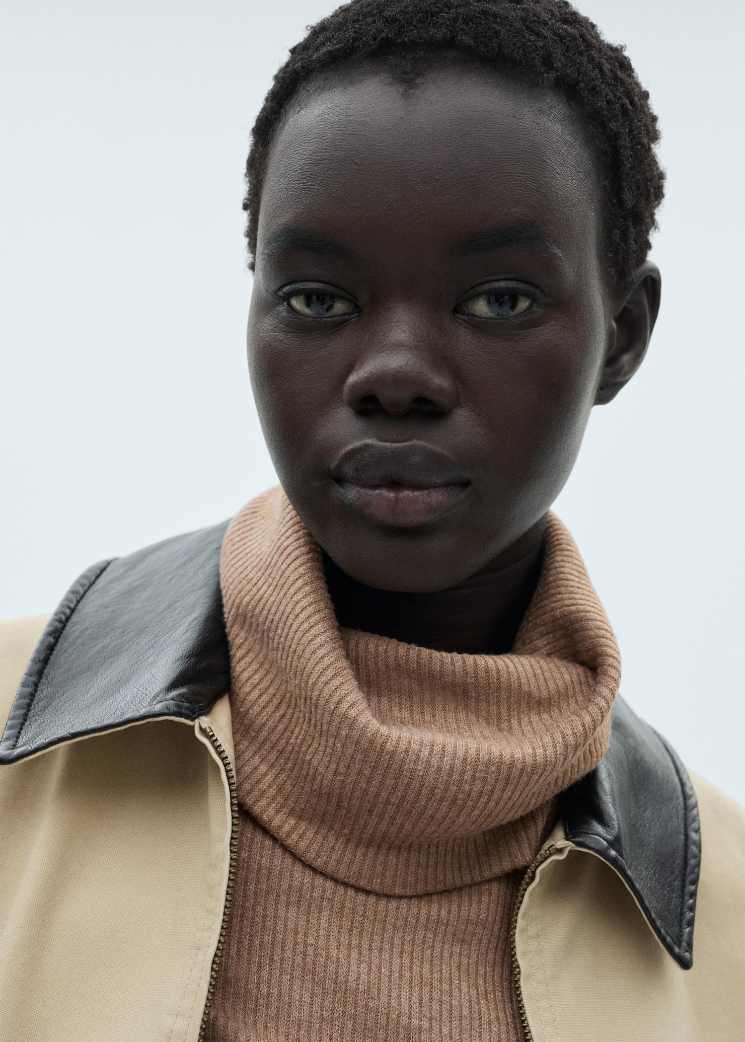 Turtle neck ribbed t-shirt - Women | MANGO USA Product Image