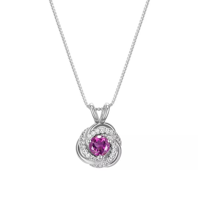 Tokens of Love Sterling Silver Lab-Created Alexandrite Birthstone Love Knot Pendant Necklace, Women's, Size: 18", 18k Gold Plated Product Image
