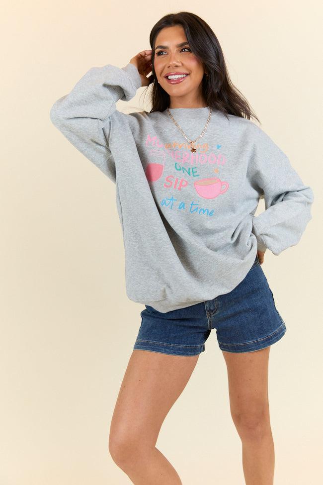 Surviving Motherhood Light Grey Graphic Sweatshirt Product Image