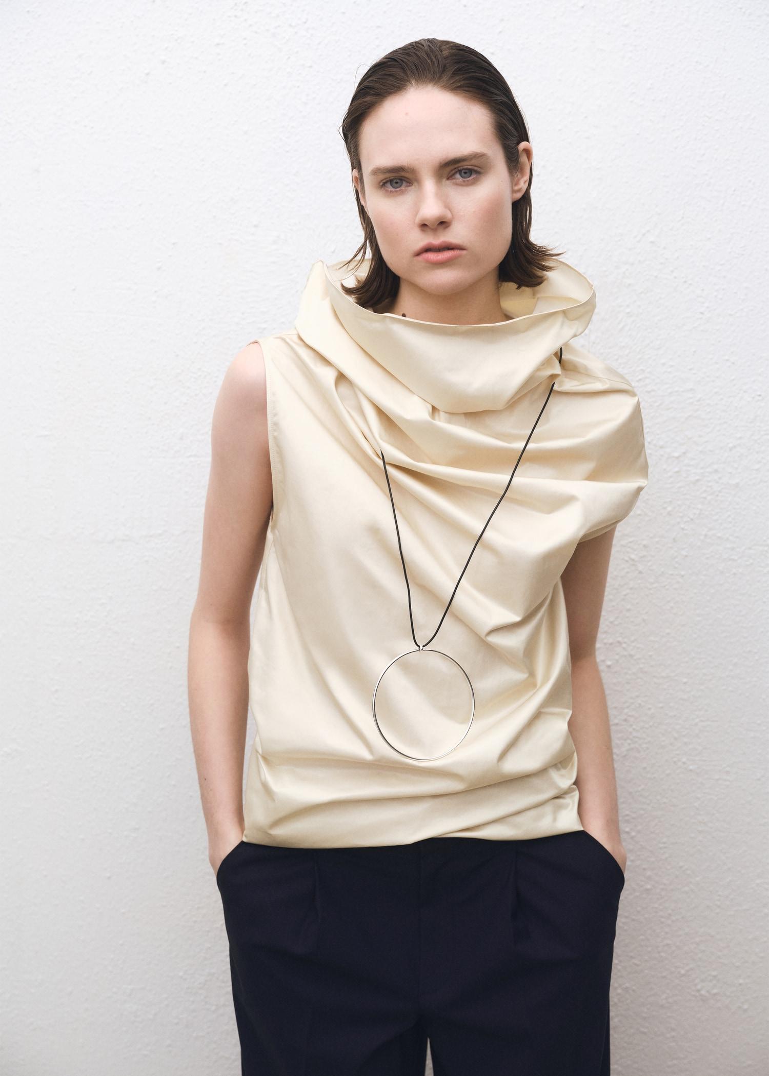 Wide-leg wool-blend pleated pants - Women | MANGO USA Product Image