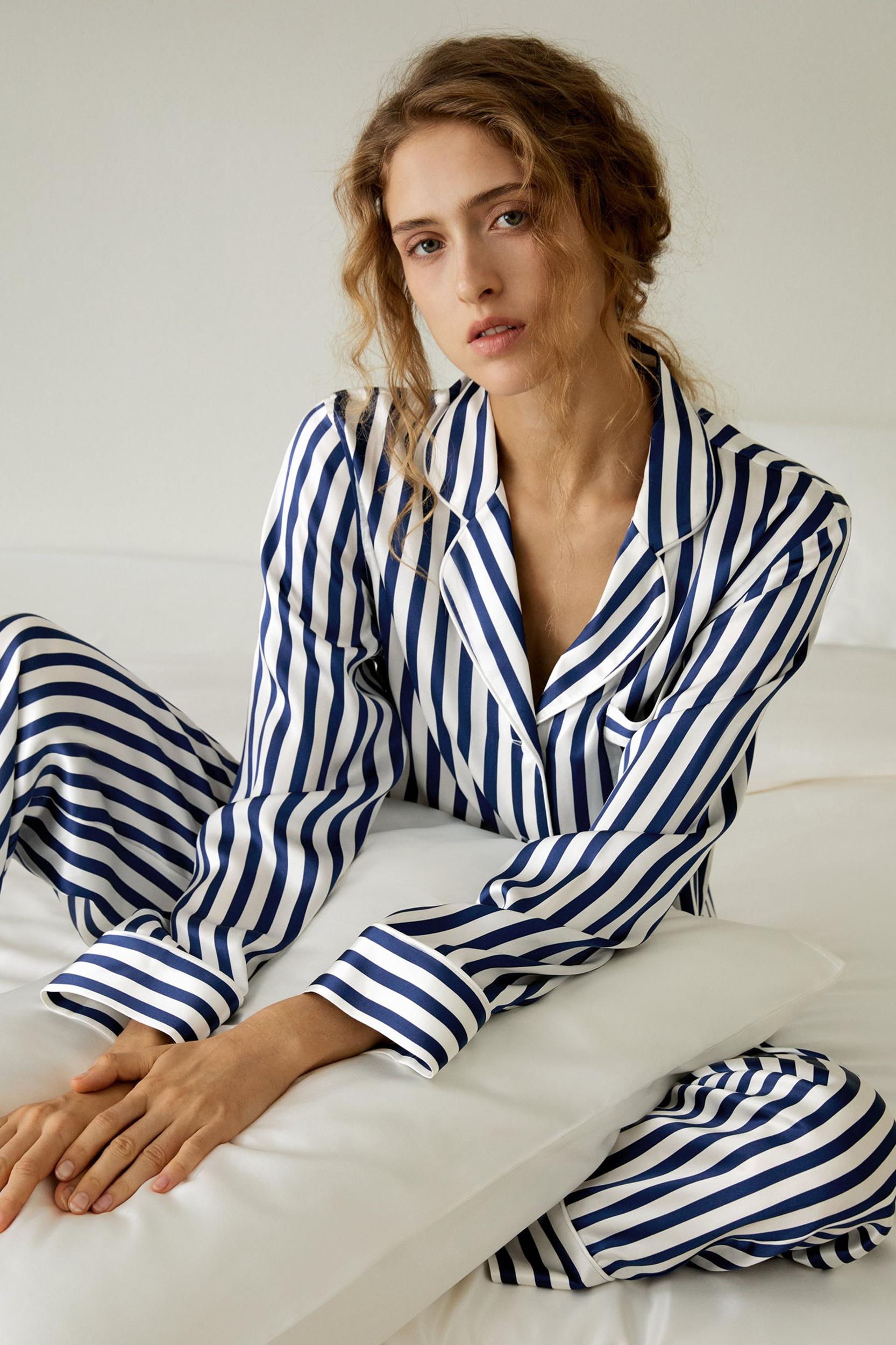 Amalfi Button-Up Full Length Striped Pajama Set Product Image