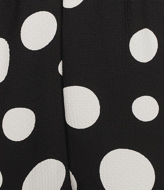 IC Collection Plus Size Woven Dot Print Elastic Waist Tulip Hem Crop Pants Product Image