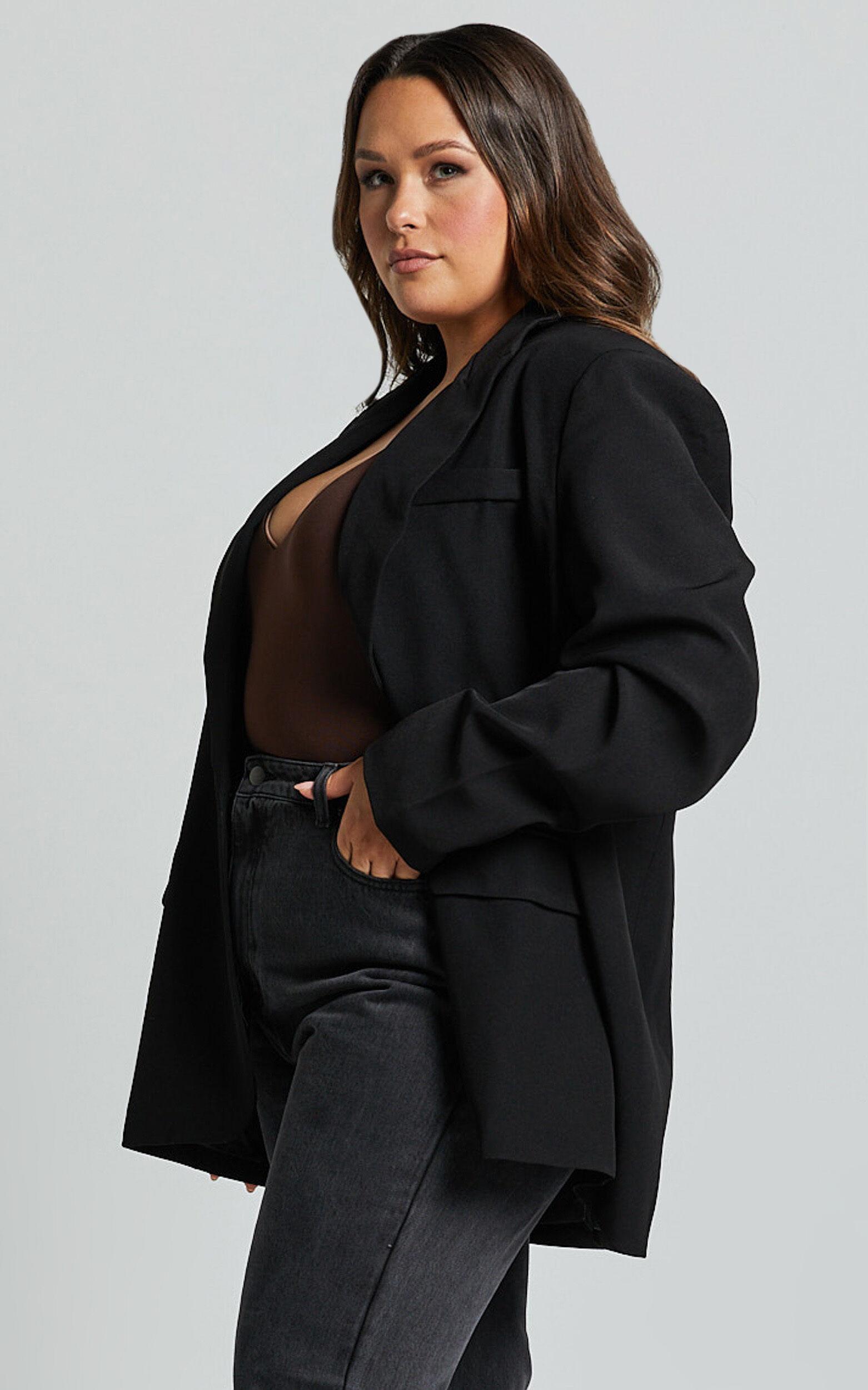 Caralina Blazer - Oversized Single Breasted Blazer in Black Product Image