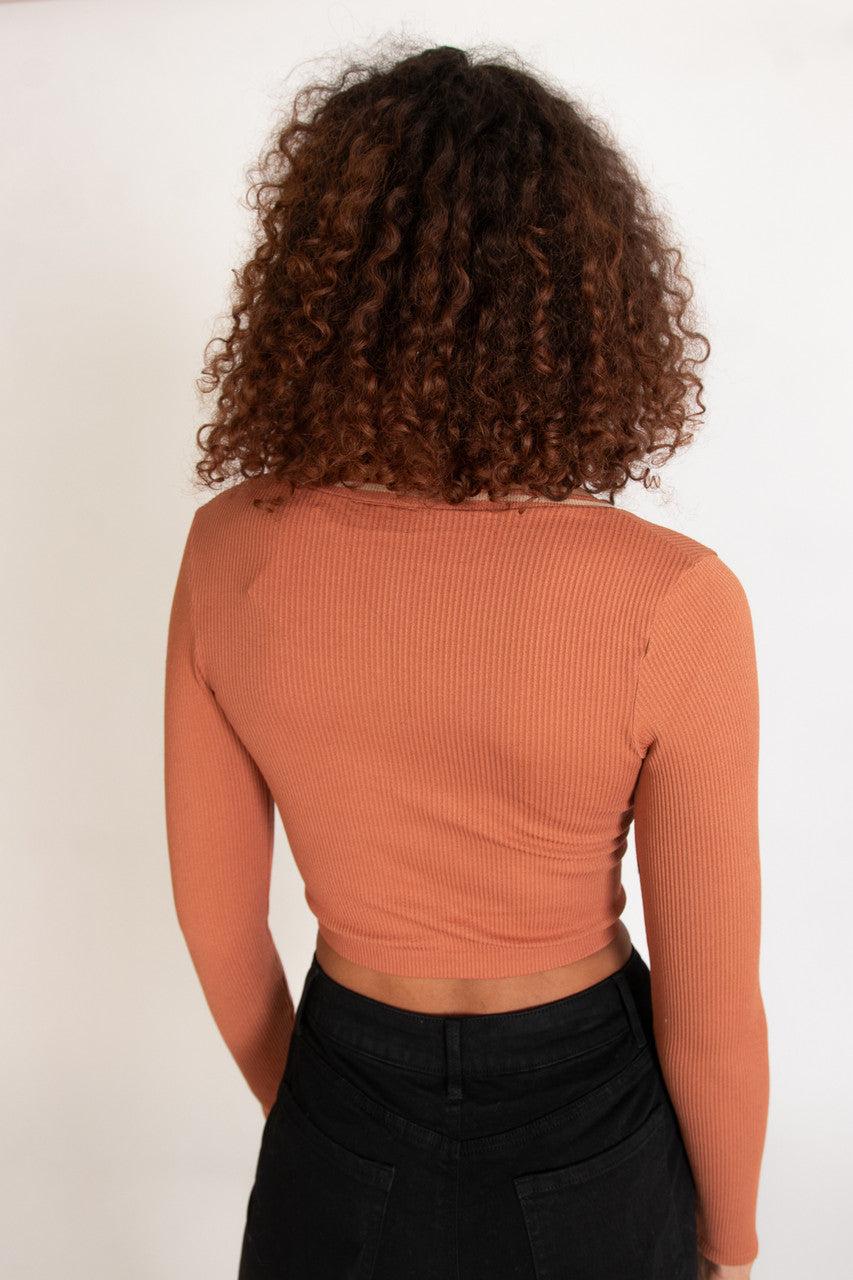 Sporty Notch Neck Long Sleeve Shirt Product Image