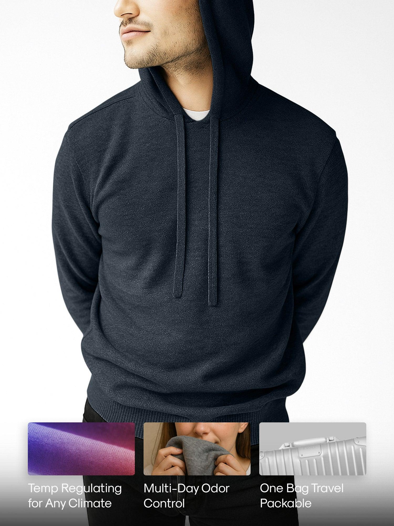 Men's Travel Merino Hoodie - Petrol Product Image