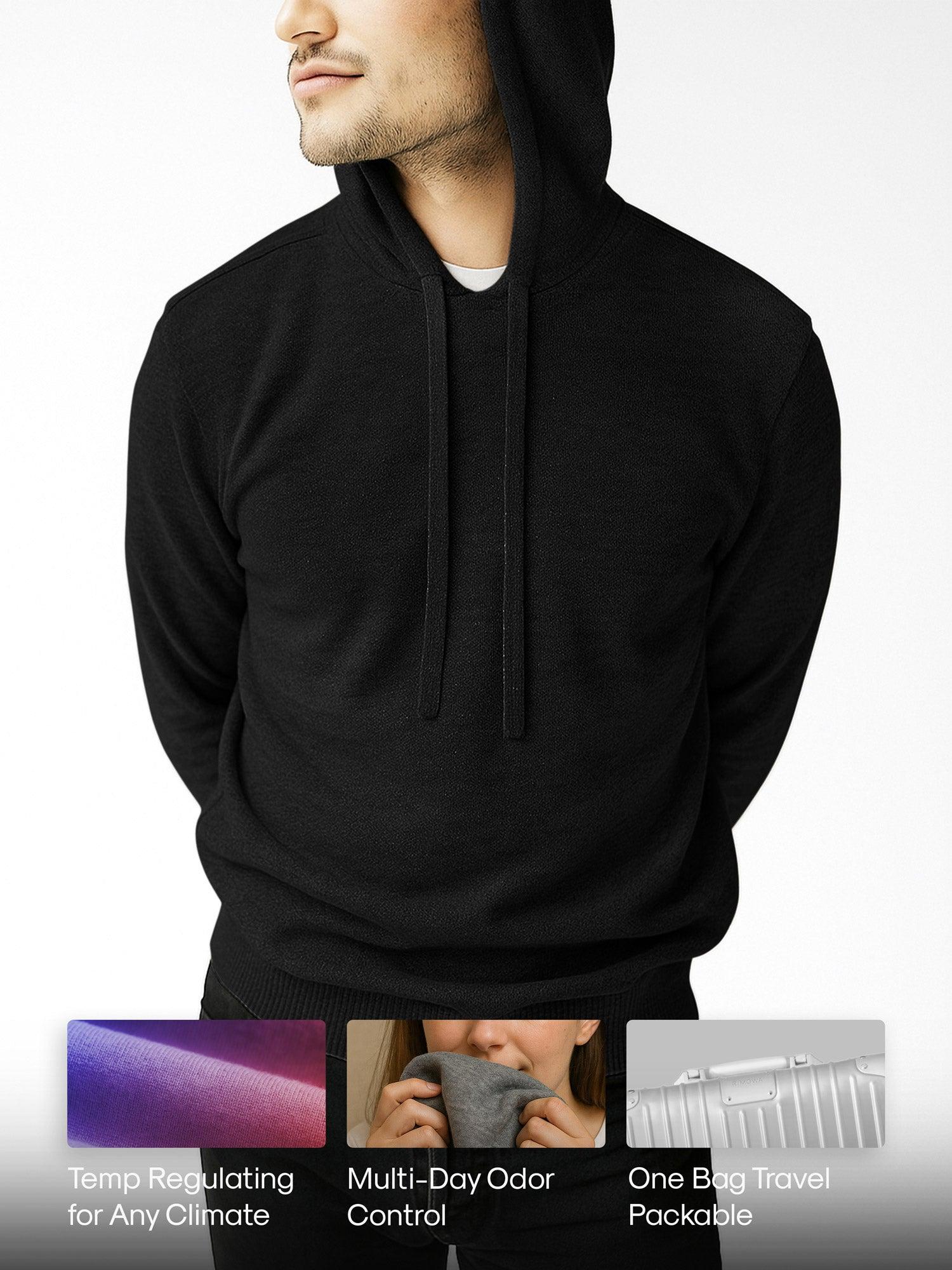 Men's Travel Merino Hoodie - Black Product Image