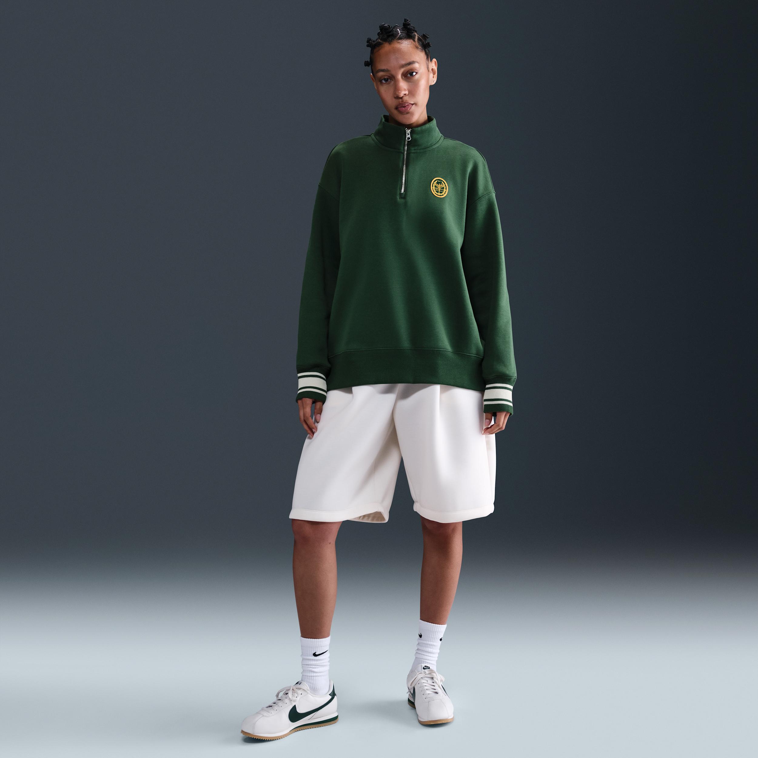 Womens Nike Sportswear Phoenix Fleece Oversized 1/4-Zip Long Sweatshirt | IH7804-323 Product Image