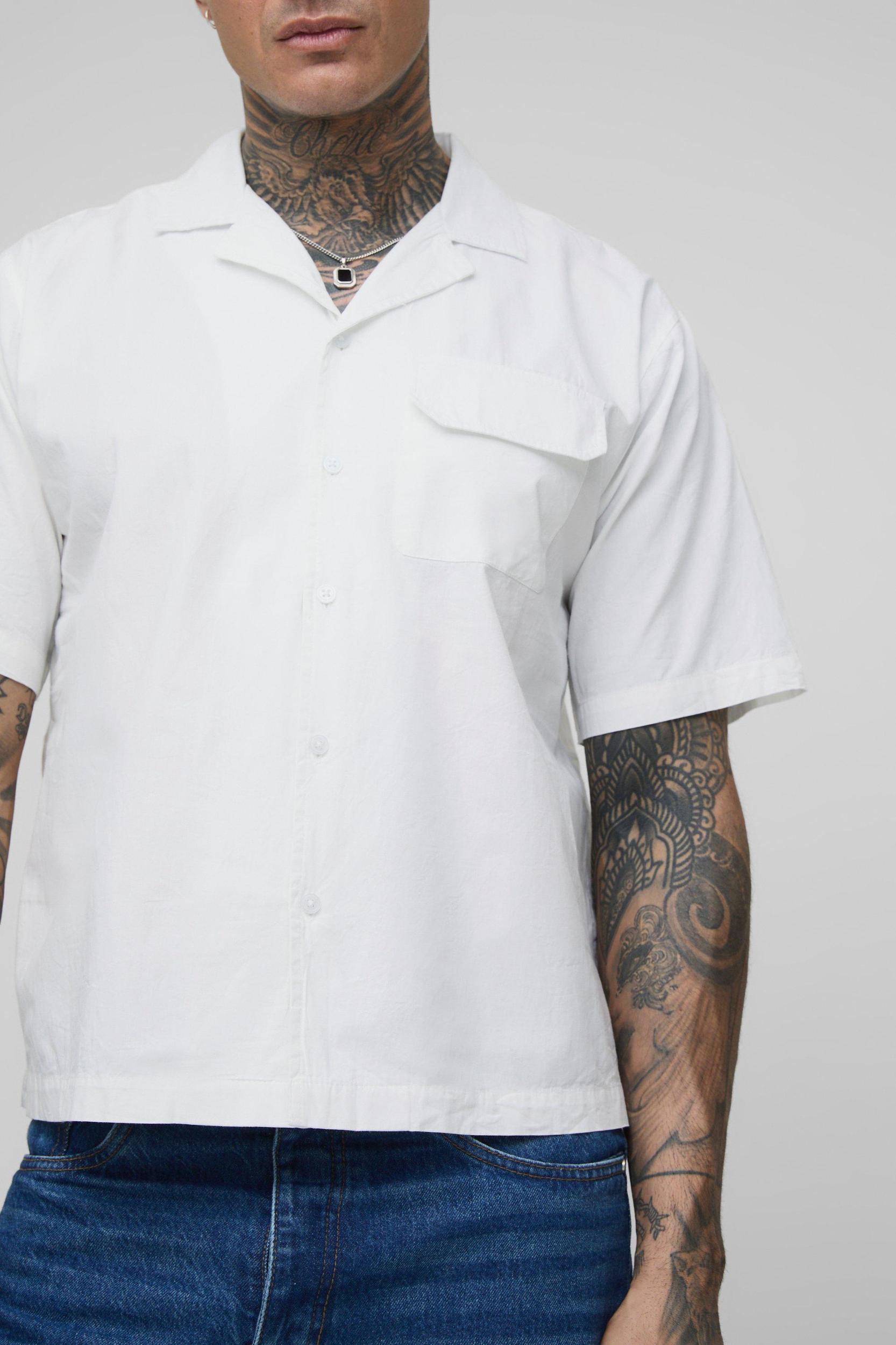 Tall Poplin Stripe Boxy Oversized Shirt | boohooMAN USA Product Image