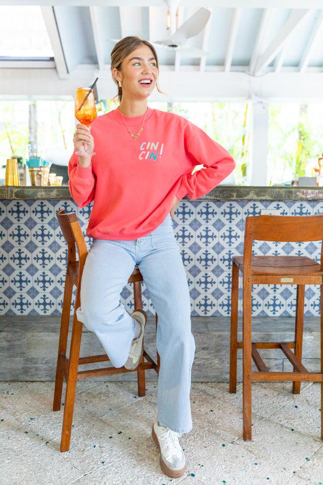 Cin Cin! Light Red Graphic Sweatshirt Product Image