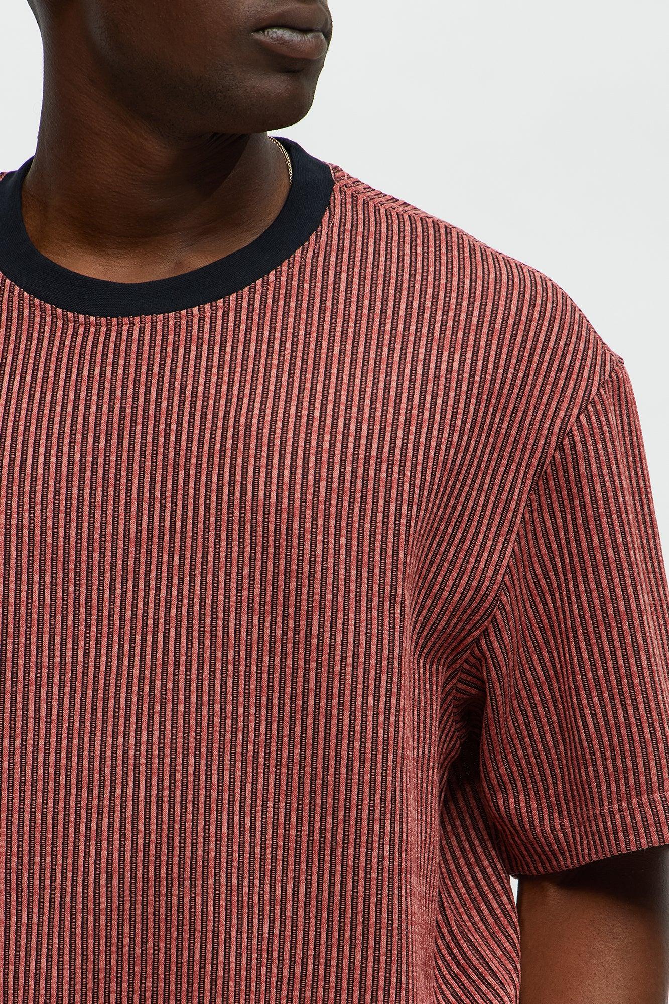 Relaxed Success Magnet Knitted Crewneck Tee - Mauve/combo Product Image