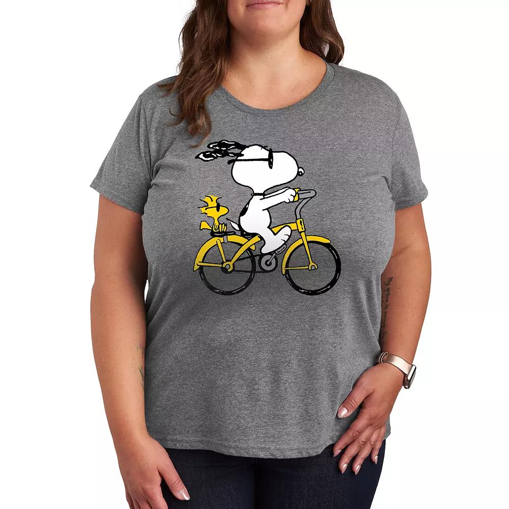 Plus Peanuts Snoopy & Woodstock Riding Bike Graphic Tee, Women's,  Product Image