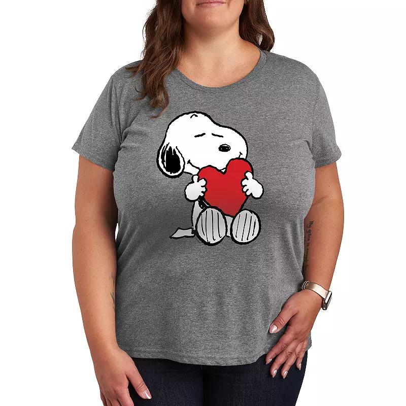 Women's Peanuts Snoopy Valentine's Hugging Heart Graphic Tee,  Product Image