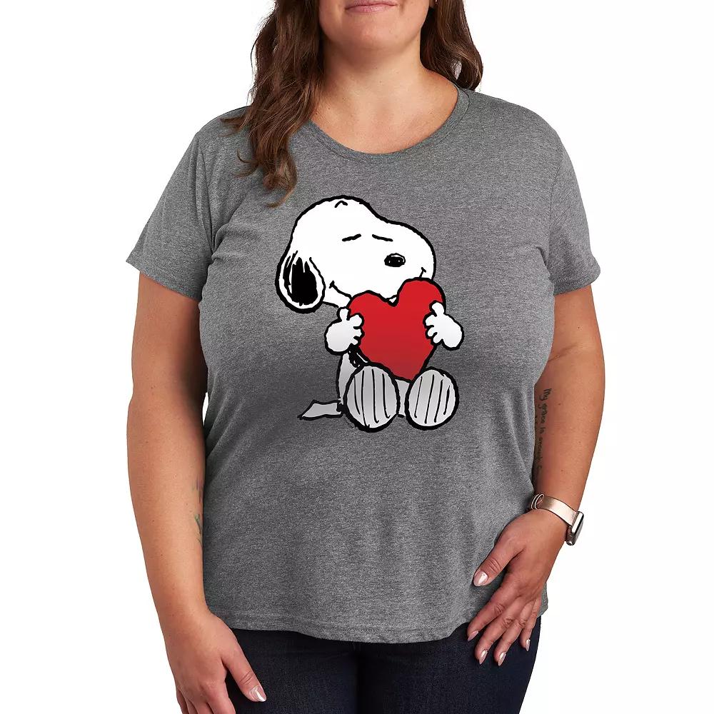 Women's Peanuts Snoopy Valentine's Hugging Heart Graphic Tee,  Product Image