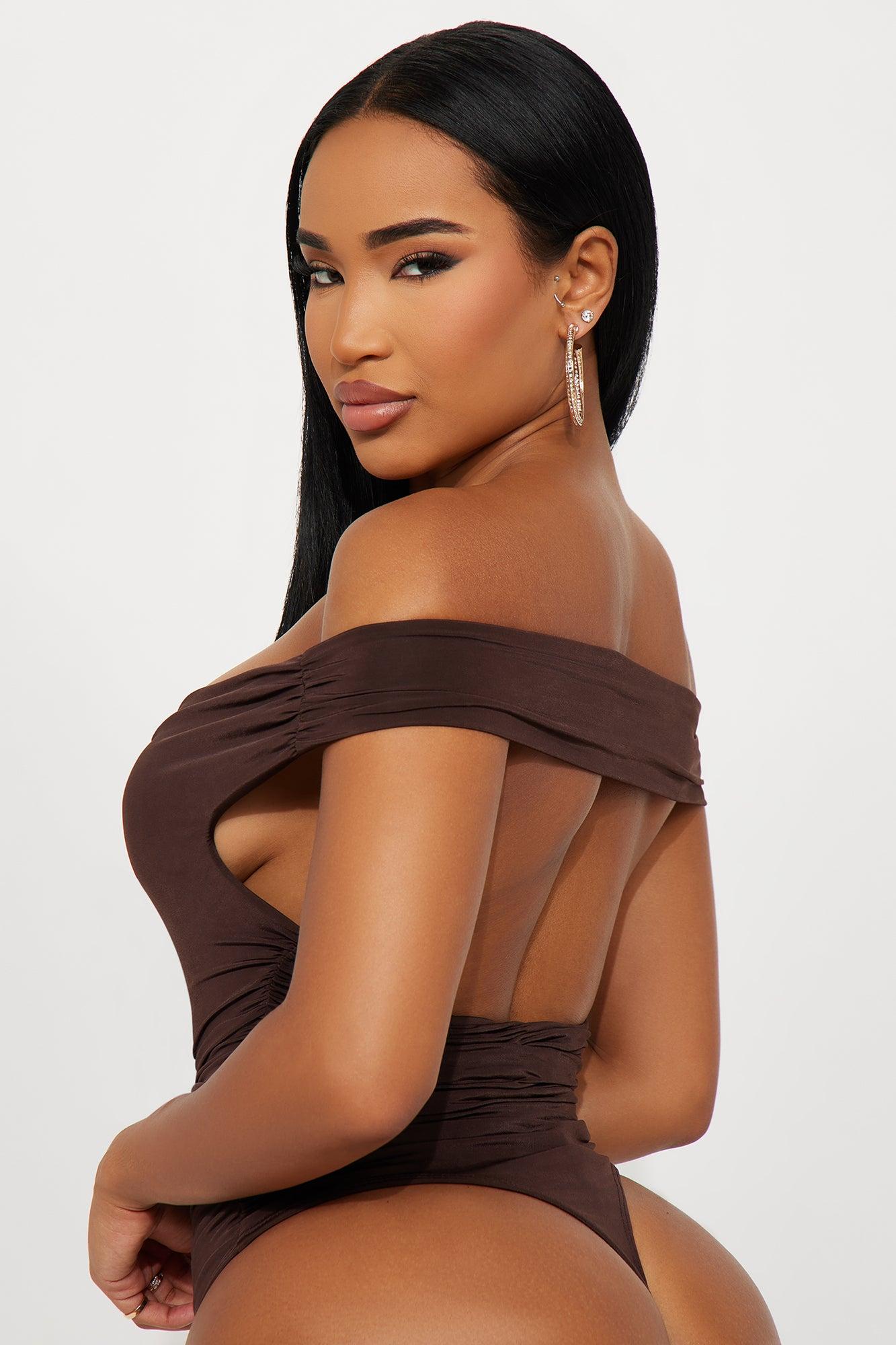 Kore Ruched Off Shoulder Bodysuit - Brown Female Product Image