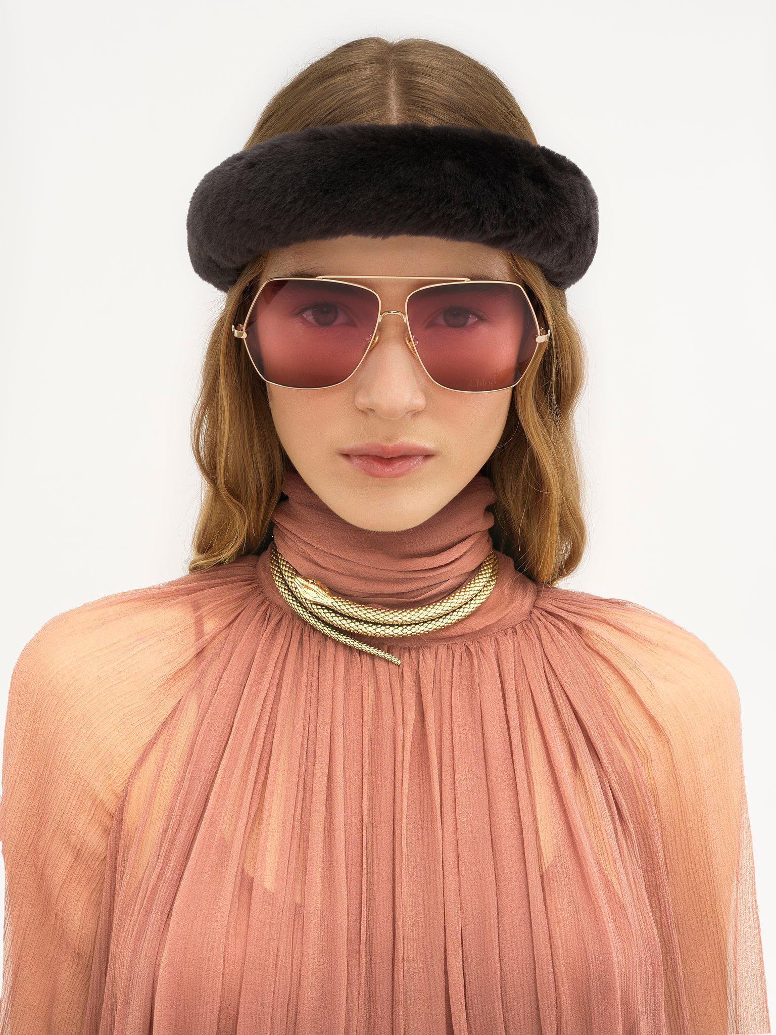 Gathered long dress in silk mousseline Product Image