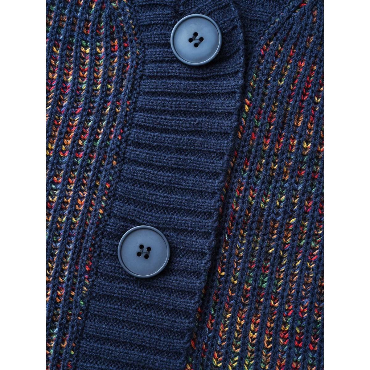 Plus Size Heather Textured Button Up Cardigan DarkBlue Women Casual Loose Long Sleeve Everyday Cardigans BloomChic 10/M Product Image