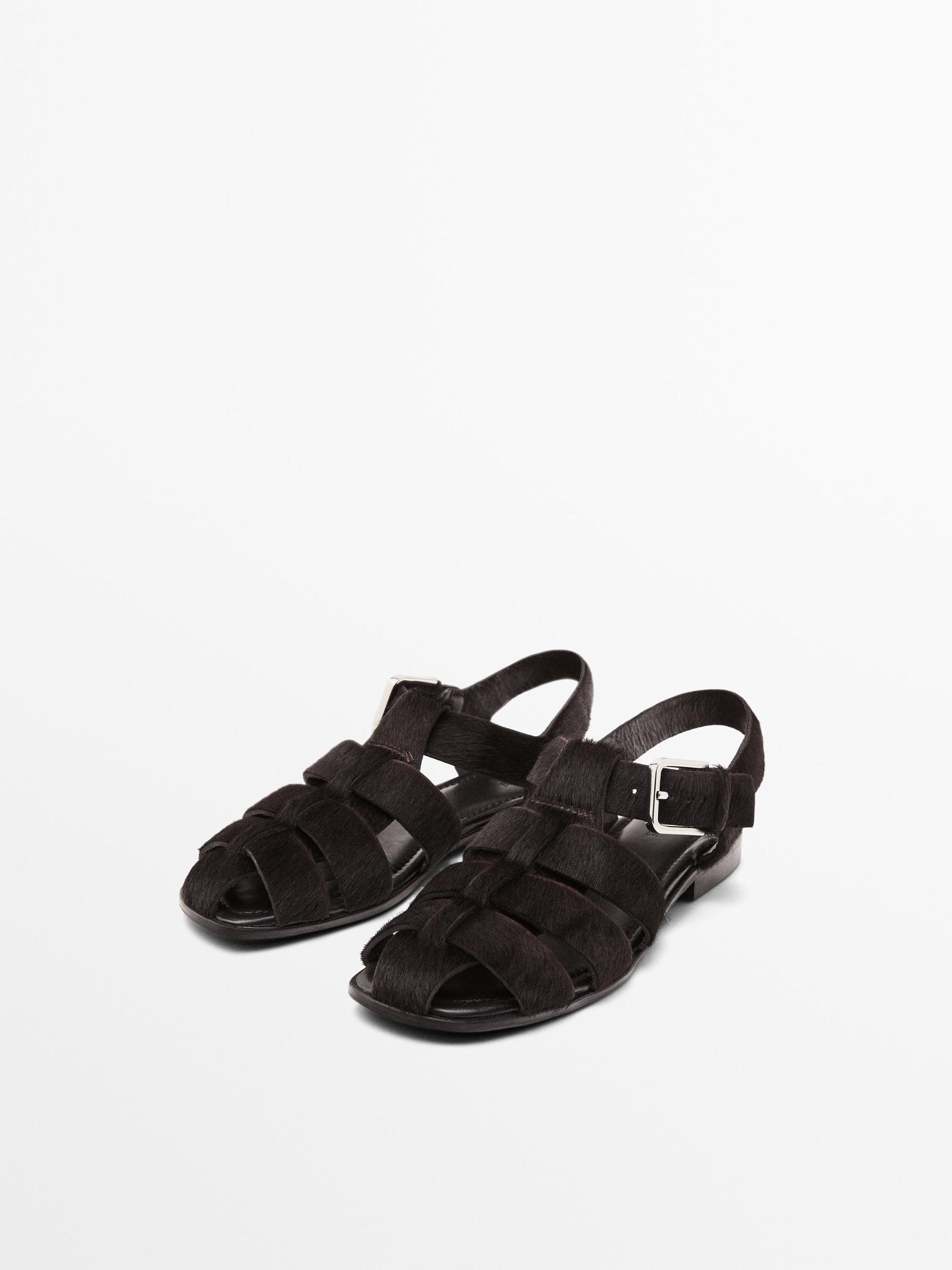 Cage sandals with faux fur Product Image